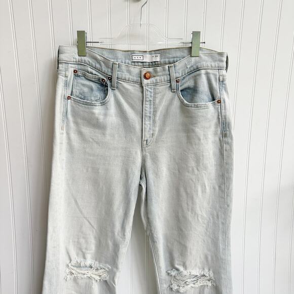 AYR The Sugar High Rise Straight Slim Bootcut Jeans Distressed Light Wash 34 - Picture 5 of 9